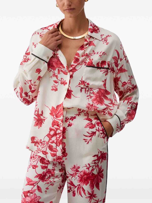 Liu Jo: shirts online - White Long-Sleeve Shirt With Red Floral Print