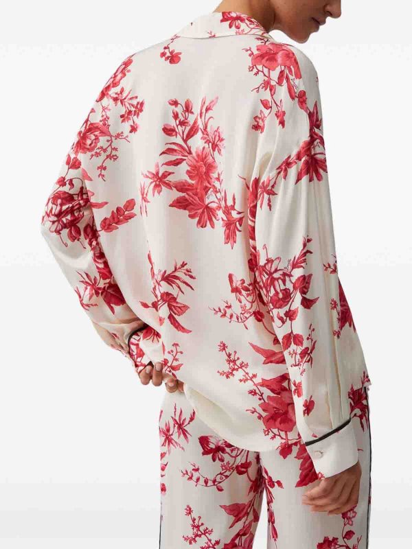 The Best Shops Liu Jo: shirts - White Long-Sleeve Shirt With Red Floral Print
