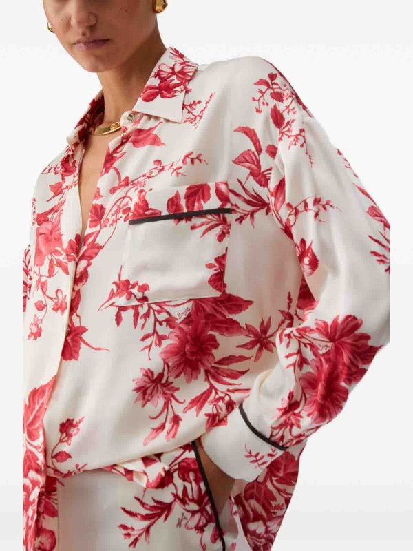 White Long-Sleeve Shirt With Red Floral Print Replica 
online: Liu Jo