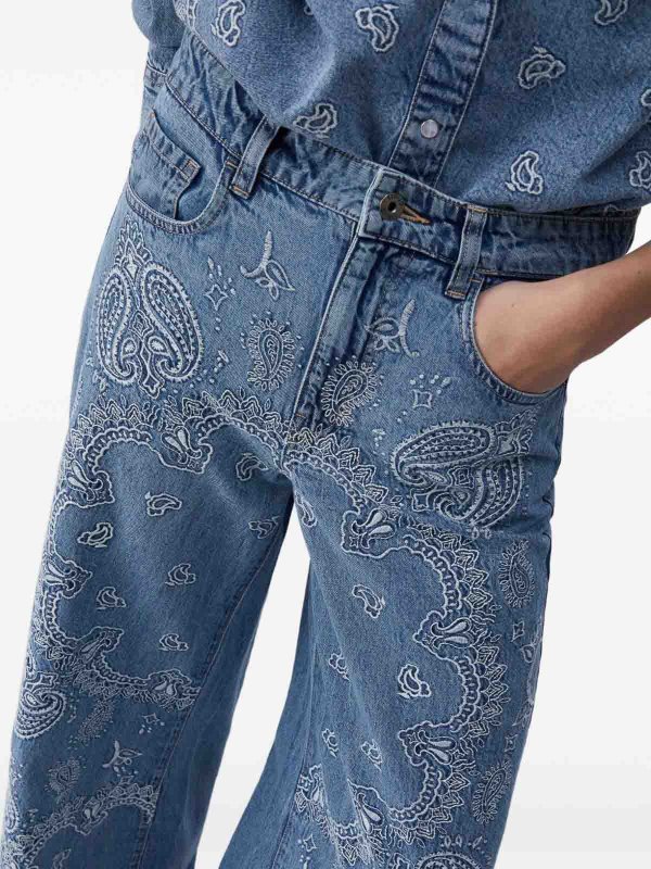Liu Jo: straight leg jeans online - Wide-Leg Blue Jeans With Jacquard Pattern