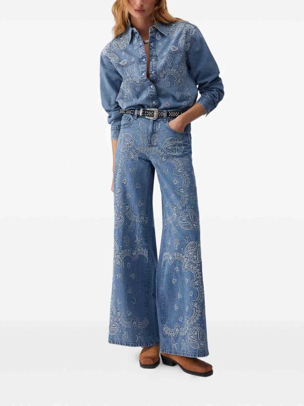 Liu Jo buy online Wide-Leg Blue Jeans With Jacquard Pattern