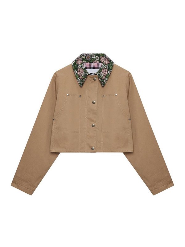 m.s.g.m.: casual jackets - Brown Cropped Jacket In Cotton