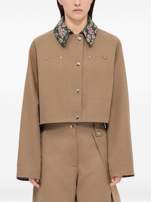 m.s.g.m.: casual jackets online - Brown Cropped Jacket In Cotton