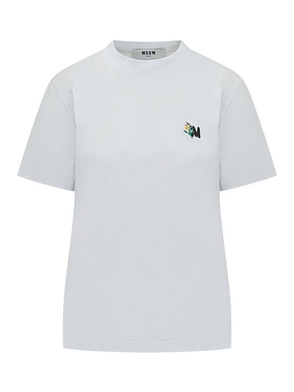 m.s.g.m.: t-shirts - T-Shirt In White Cotton With Logo