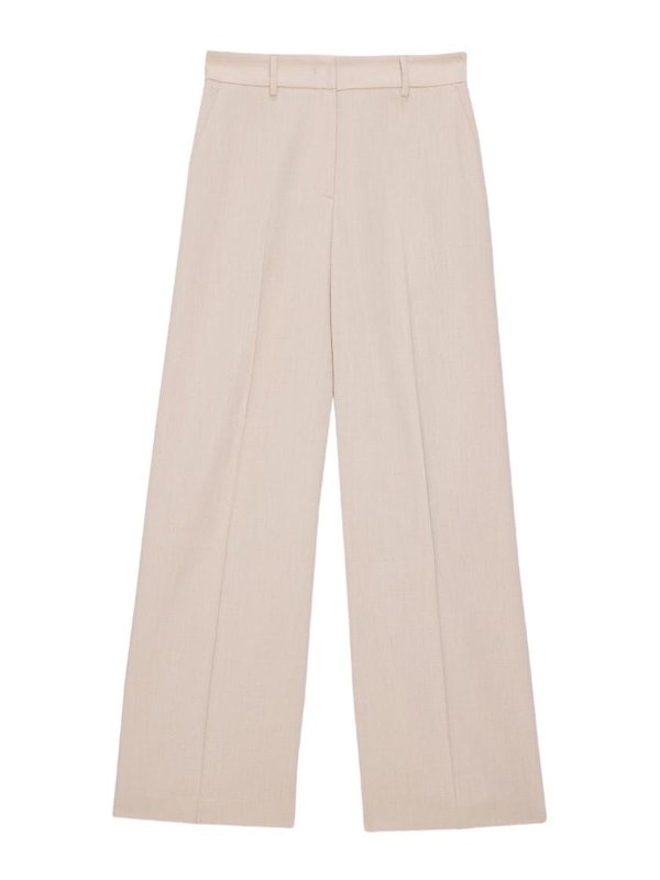m.s.g.m.: casual trousers - Wide Leg Trousers In Beige Cotton