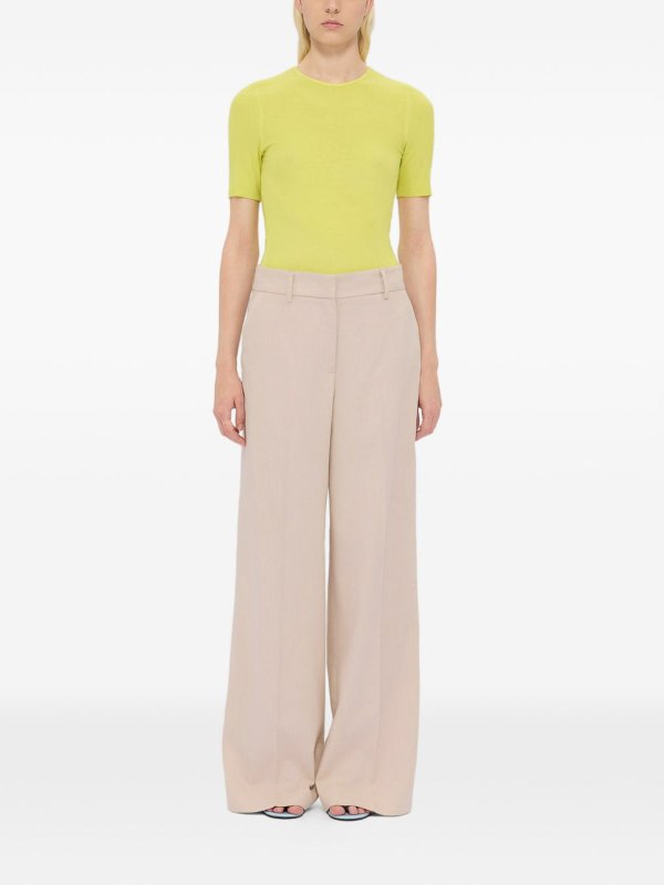 m.s.g.m.: casual trousers online - Wide Leg Trousers In Beige Cotton
