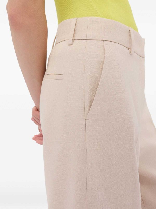 m.s.g.m. buy online Wide Leg Trousers In Beige Cotton