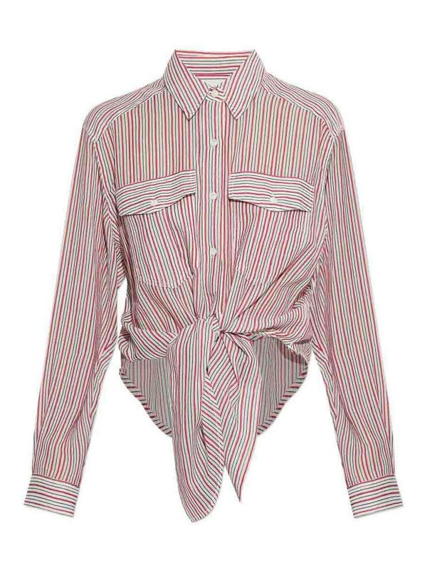 Isabel Marant Etoile: shirts - Striped Multicolour Shirt With Bow
