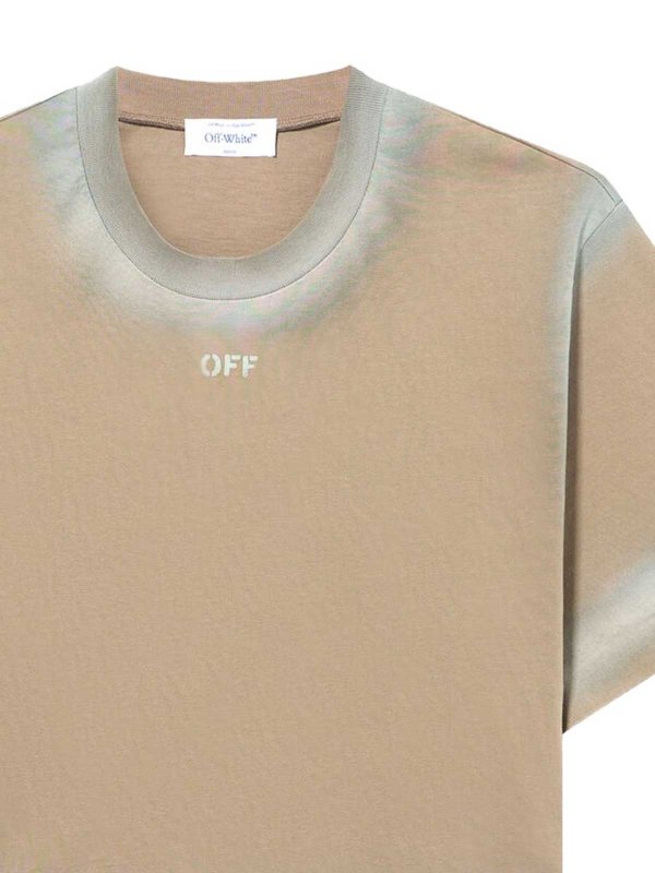OFF-WHITE: t-shirts online - Crop T-Shirt In Beige With Logo
