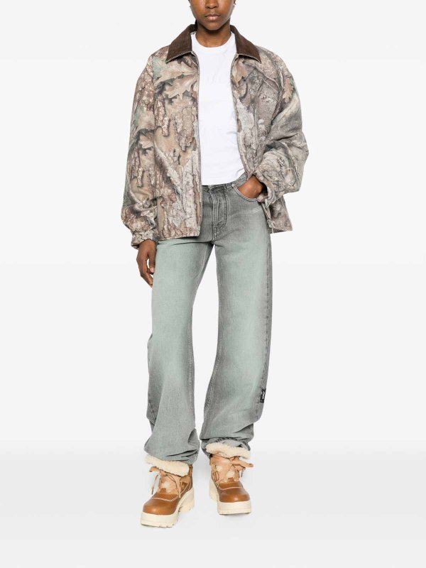 OFF-WHITE: jeans dritti, a sigaretta online - Jeans in cotone grigio lavato