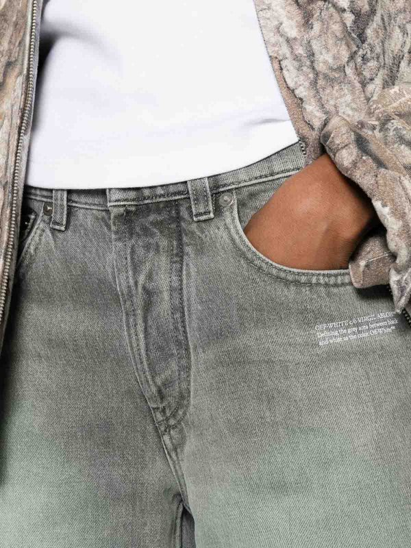 The Best Shops OFF-WHITE: jeans dritti, a sigaretta - Jeans in cotone grigio lavato