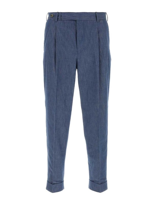 PT TORINO: casual trousers - Pure Cotton Carrot-Shaped Trousers
