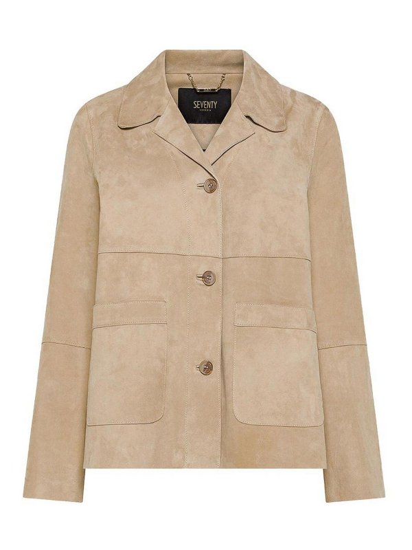 SEVENTY: Chaquetas de cuero - Chaqueta De Cuero - Marrón