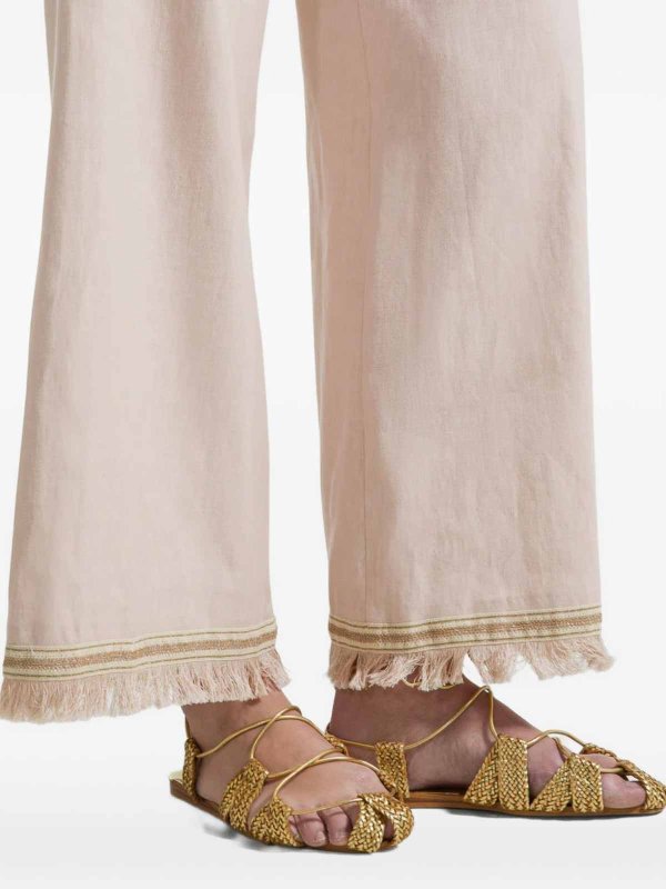 SEVENTY: casual trousers online - Pink Linen And Cotton Blend Trousers