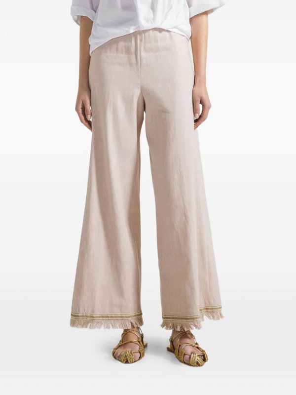 The Best Shops SEVENTY: casual trousers - Pink Linen And Cotton Blend Trousers
