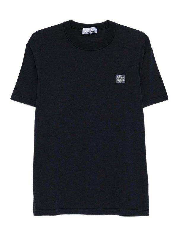 STONE ISLAND: t-shirts - Black Organic Cotton T-Shirt