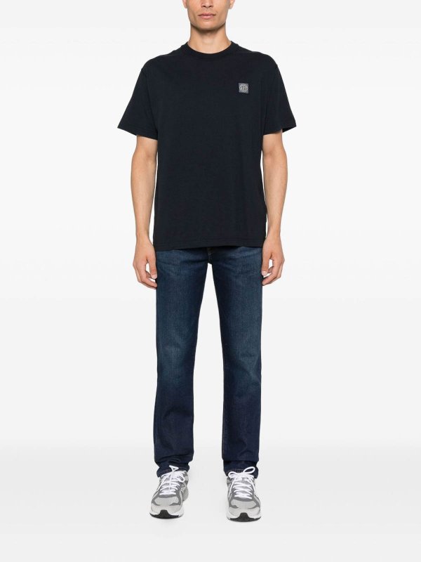 The Best Shops STONE ISLAND: t-shirts - Black Organic Cotton T-Shirt