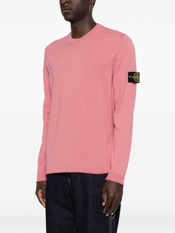 STONE ISLAND: crew necks online - Pink Crew Neck Sweater