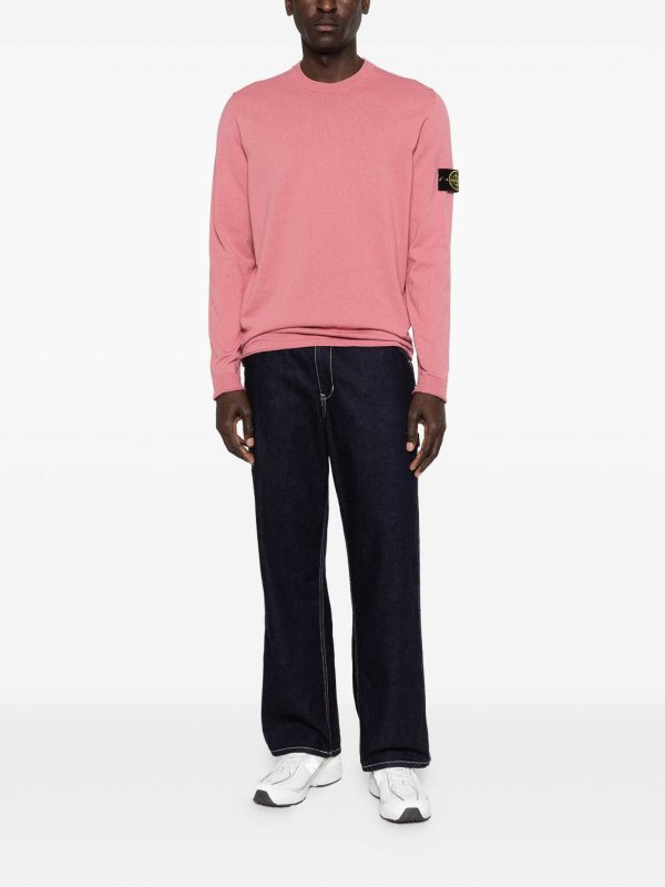 The Best Shops STONE ISLAND: crew necks - Pink Crew Neck Sweater