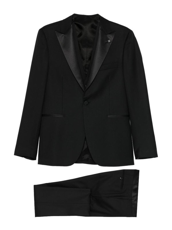 TAGLIATORE: completi da cerimonia - Smoking Nero In Lana Con Revers In Raso