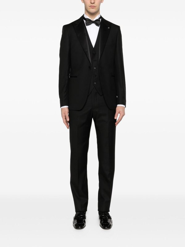 The Best Shops TAGLIATORE: completi da cerimonia - Smoking Nero In Lana Con Revers In Raso