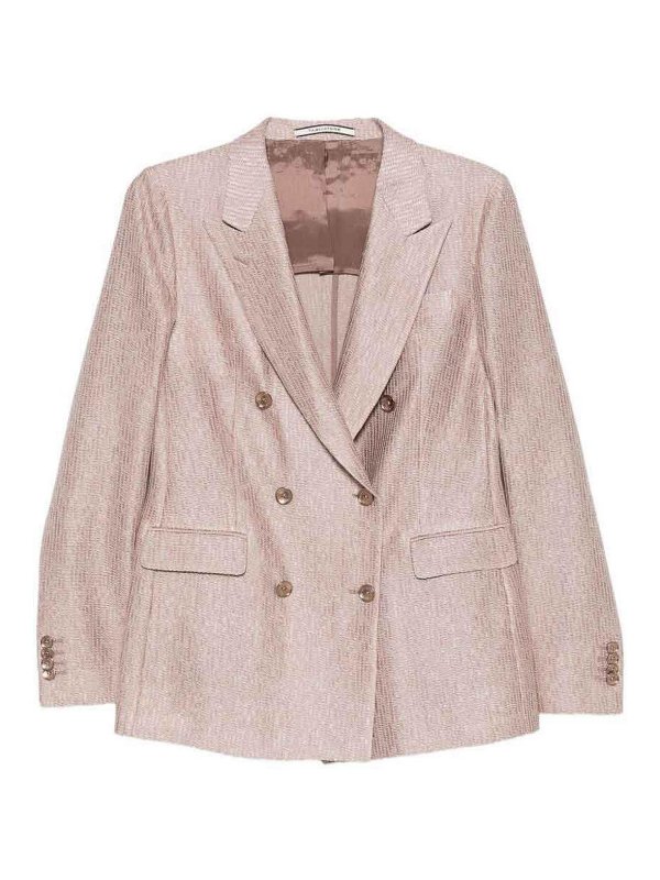 TAGLIATORE: blazers - Pink Double-Breasted Cotton Paris Blazer