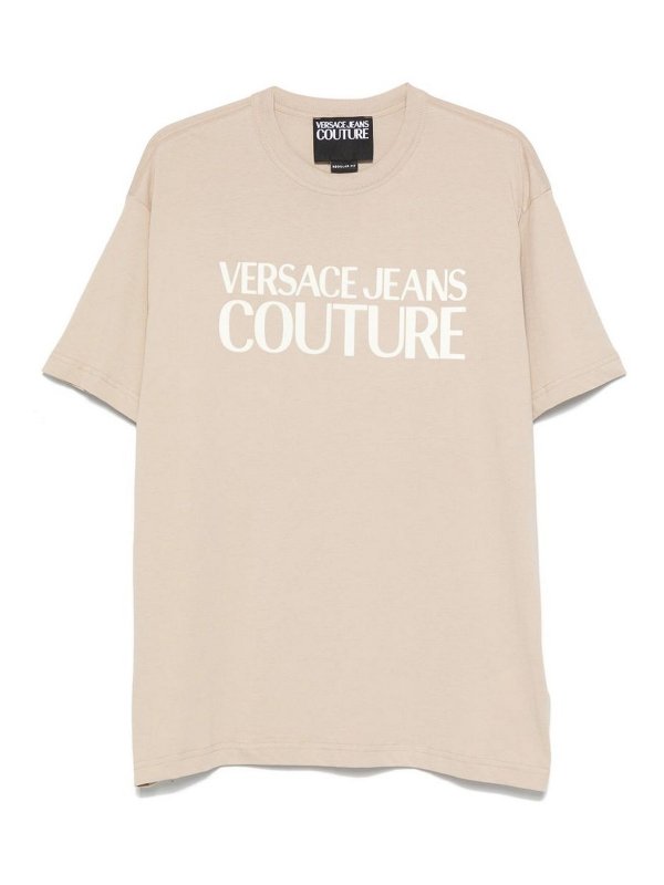 VERSACE JEANS: t-shirts - T-Shirt In Beige Cotton