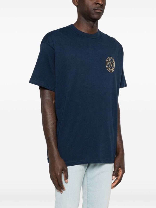 The Best Shops VERSACE JEANS: Strickpullover mit Rundhalsausschnitt - Rundhalspullover - Blau