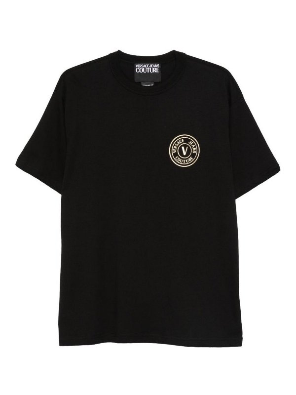 VERSACE JEANS: crew necks - T-Shirt In Black Featuring A Crew Neck