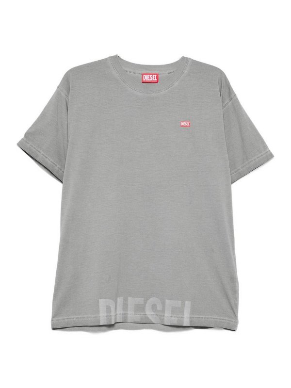 DIESEL: t-shirts - T-Norm-T7 Logo-Detail T-Shirt In Grey