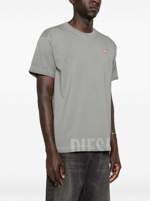 DIESEL: t-shirts online - T-Norm-T7 Logo-Detail T-Shirt In Grey