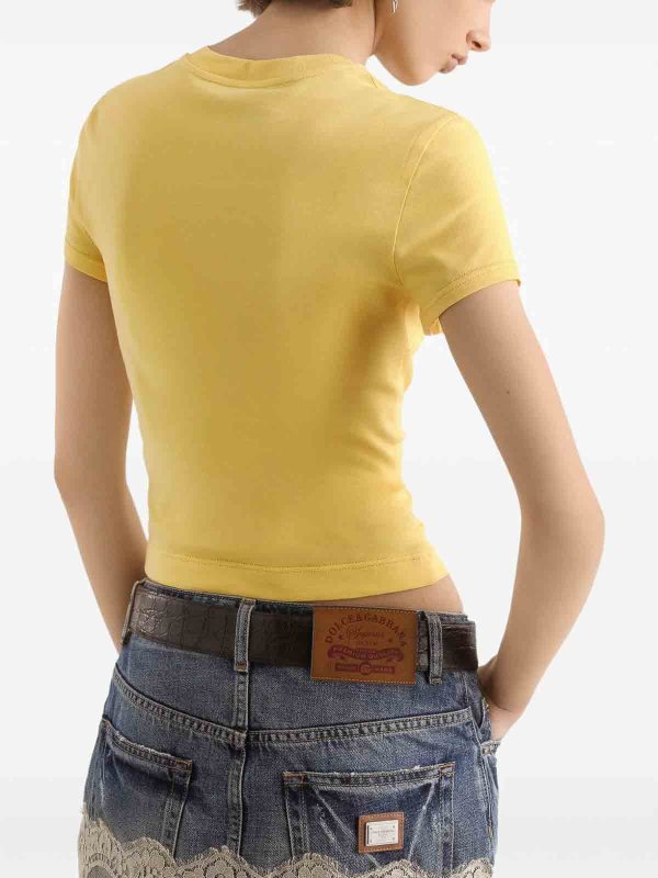 DOLCE & GABBANA: minigonne online - Minigonna In Denim Con Pizzo Bianco