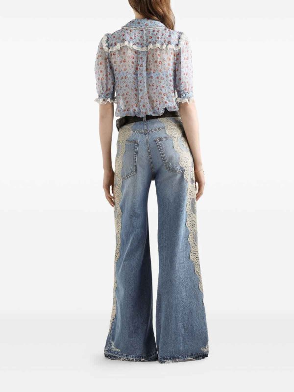 DOLCE & GABBANA: jeans dritti, a sigaretta online - Jeans lunghi con pizzo bianco