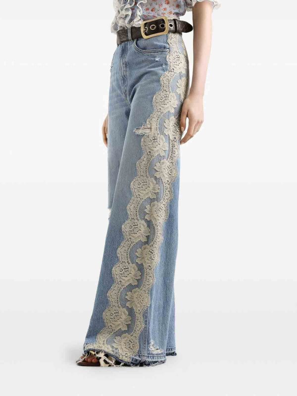 The Best Shops DOLCE & GABBANA: jeans dritti, a sigaretta - Jeans lunghi con pizzo bianco
