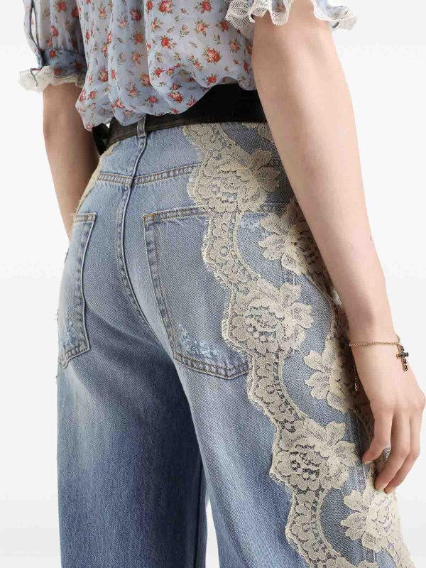 Jeans lunghi con pizzo bianco Replica 
online: DOLCE & GABBANA