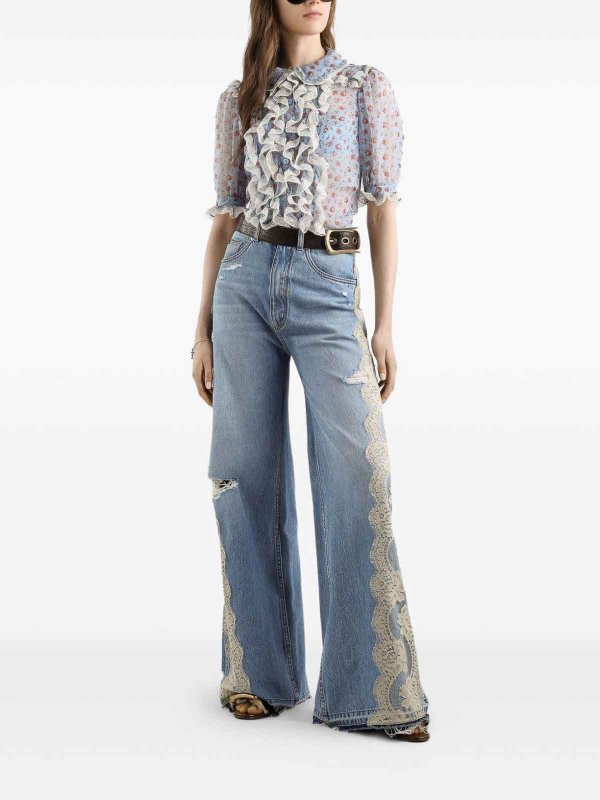 DOLCE & GABBANA buy online Jeans lunghi con pizzo bianco
