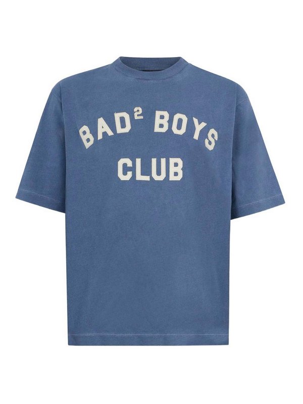 DSQUARED2: t-shirts - Blue T-Shirt With Print And Patch Detail