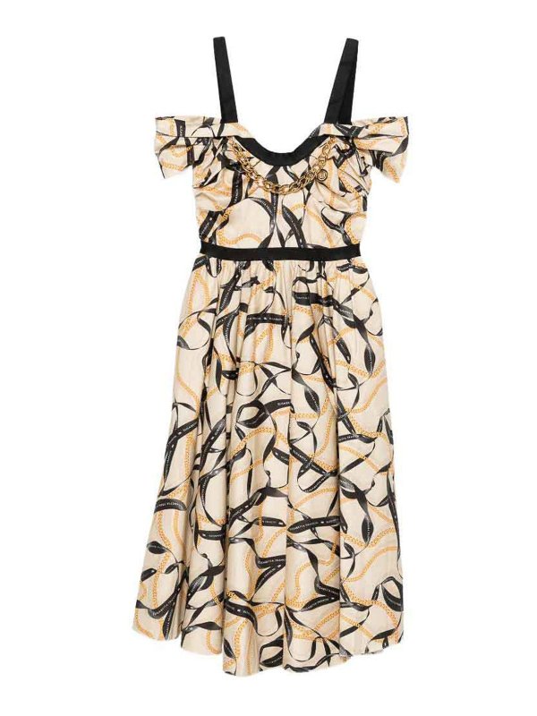 ELISABETTA FRANCHI: abiti al ginocchio - Vestito  midi stampato con dettagli volant