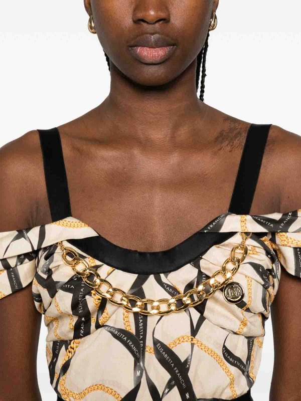 Vestito  midi stampato con dettagli volant Replica 
online: ELISABETTA FRANCHI