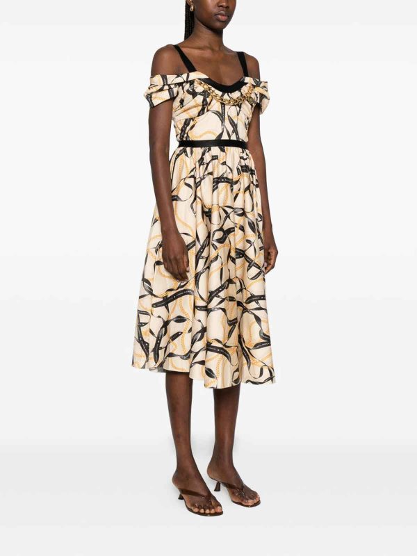 ELISABETTA FRANCHI buy online Vestito  midi stampato con dettagli volant