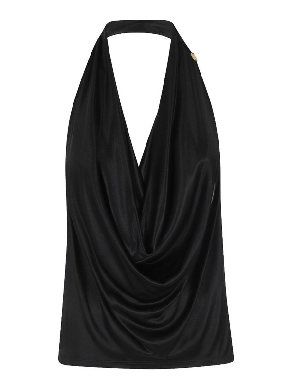 ELISABETTA FRANCHI: Top e canotte - Top in nero drappeggiato