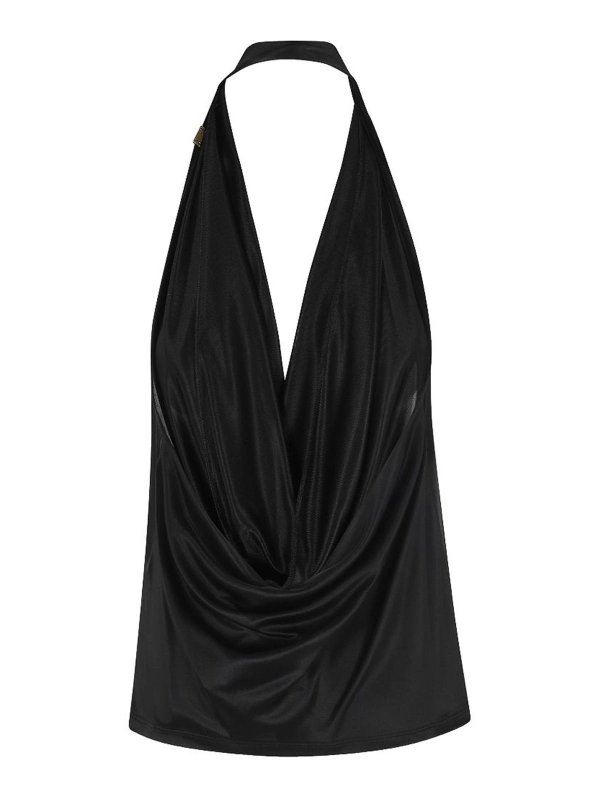 ELISABETTA FRANCHI: Top e canotte online - Top in nero drappeggiato