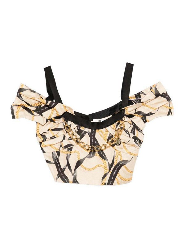 ELISABETTA FRANCHI: Tops und Tank Tops - Top - Beige