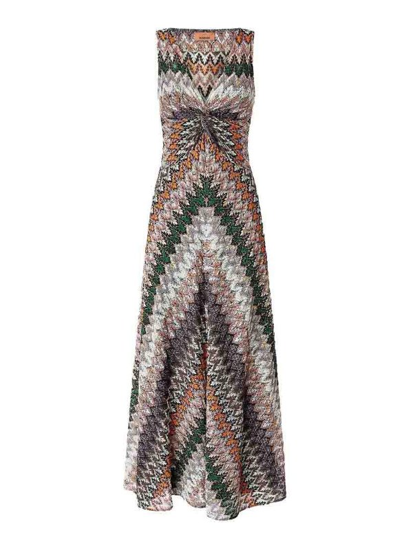 MISSONI: maxi dresses - Multicolor Long Dress With V-Neck
