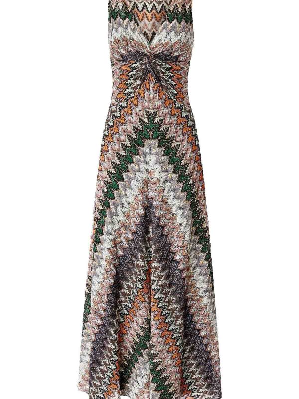 MISSONI: maxi dresses online - Multicolor Long Dress With V-Neck