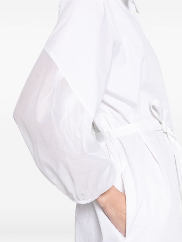 PESERICO: knee length dresses online - White Dress With Waist Belt