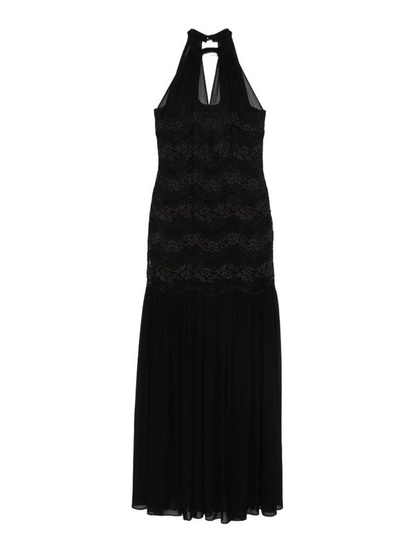 TWINSET: maxi dresses - Long Dress In Black With Floral Lace