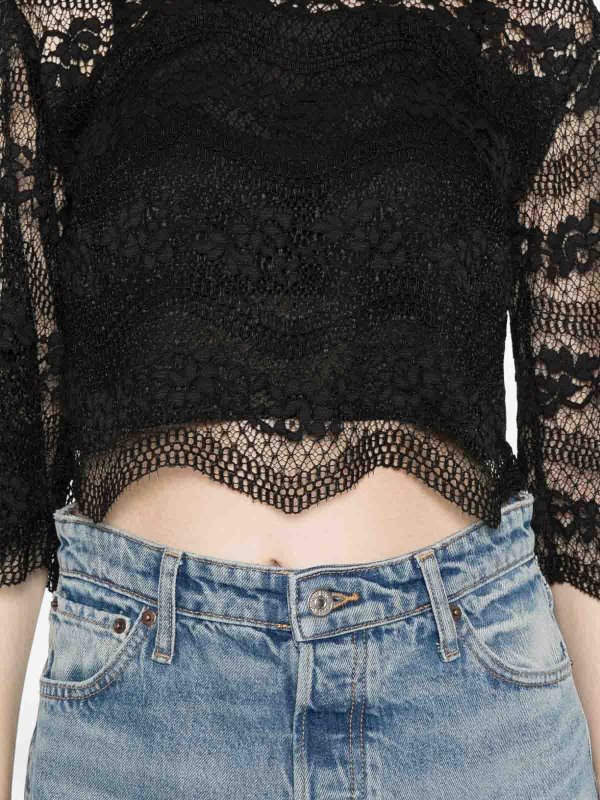 Black Lace Top With 3/4 Sleeves And Lining Replica 
online: TWINSET