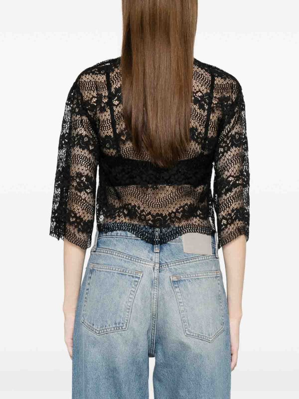 TWINSET buy online Black Lace Top With 3/4 Sleeves And Lining