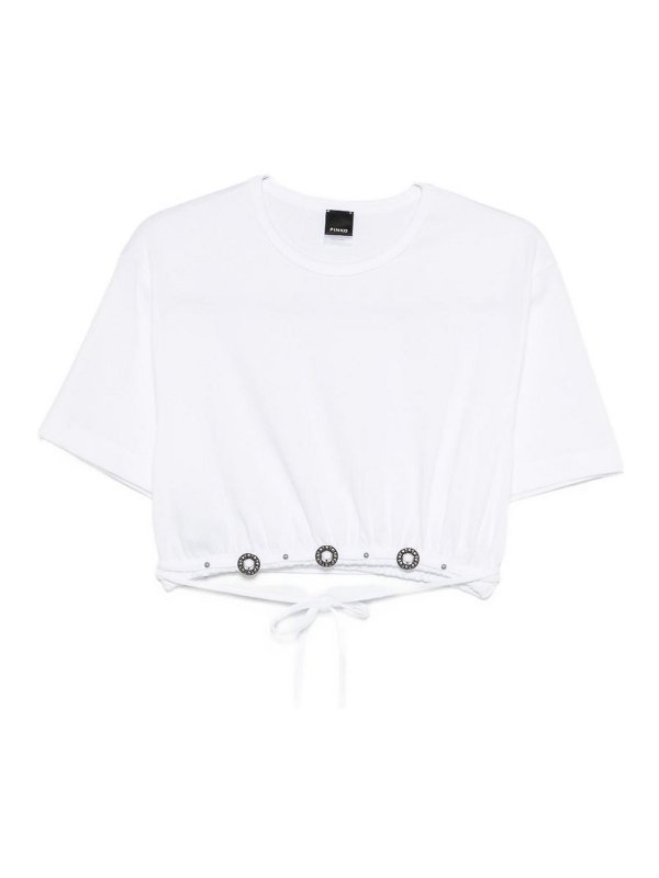 Pinko: Top e canotte - Top Bianco Con Borchie E Lacci